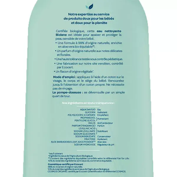Biolane - Bain & Toilette Eau Nettoyante - Bio - 500ml