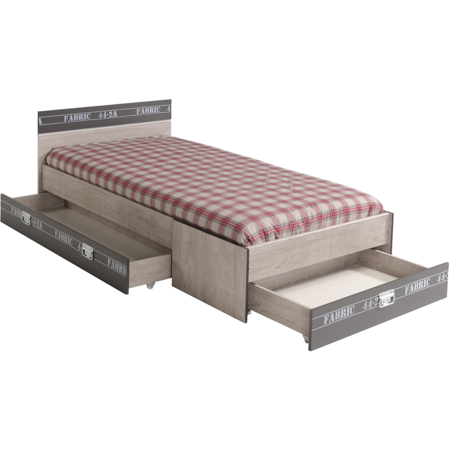 Parisot Einzelbett mit drei Schubkästen Fabric Esche-grau Esche-grau
