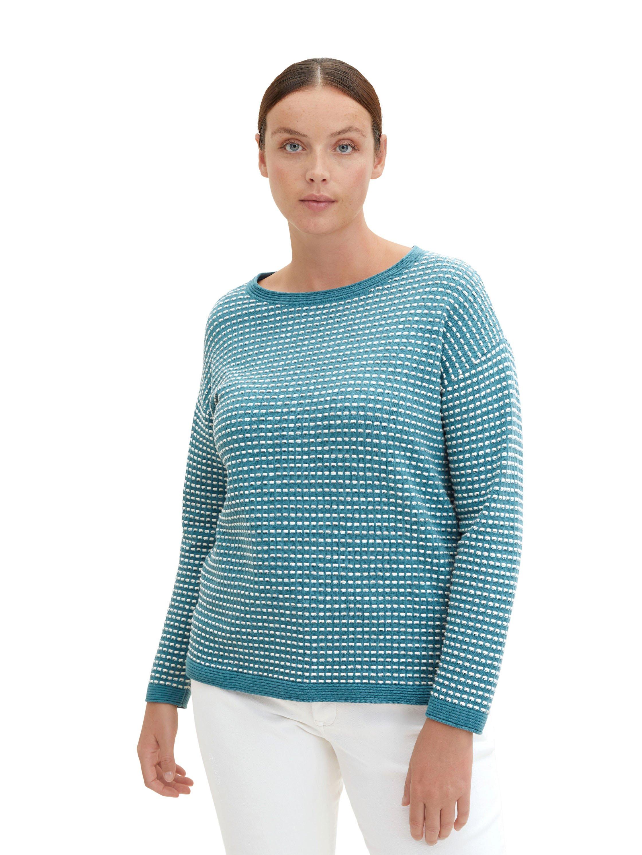 Pullover in Kontraststruktur mit Rippbündchen