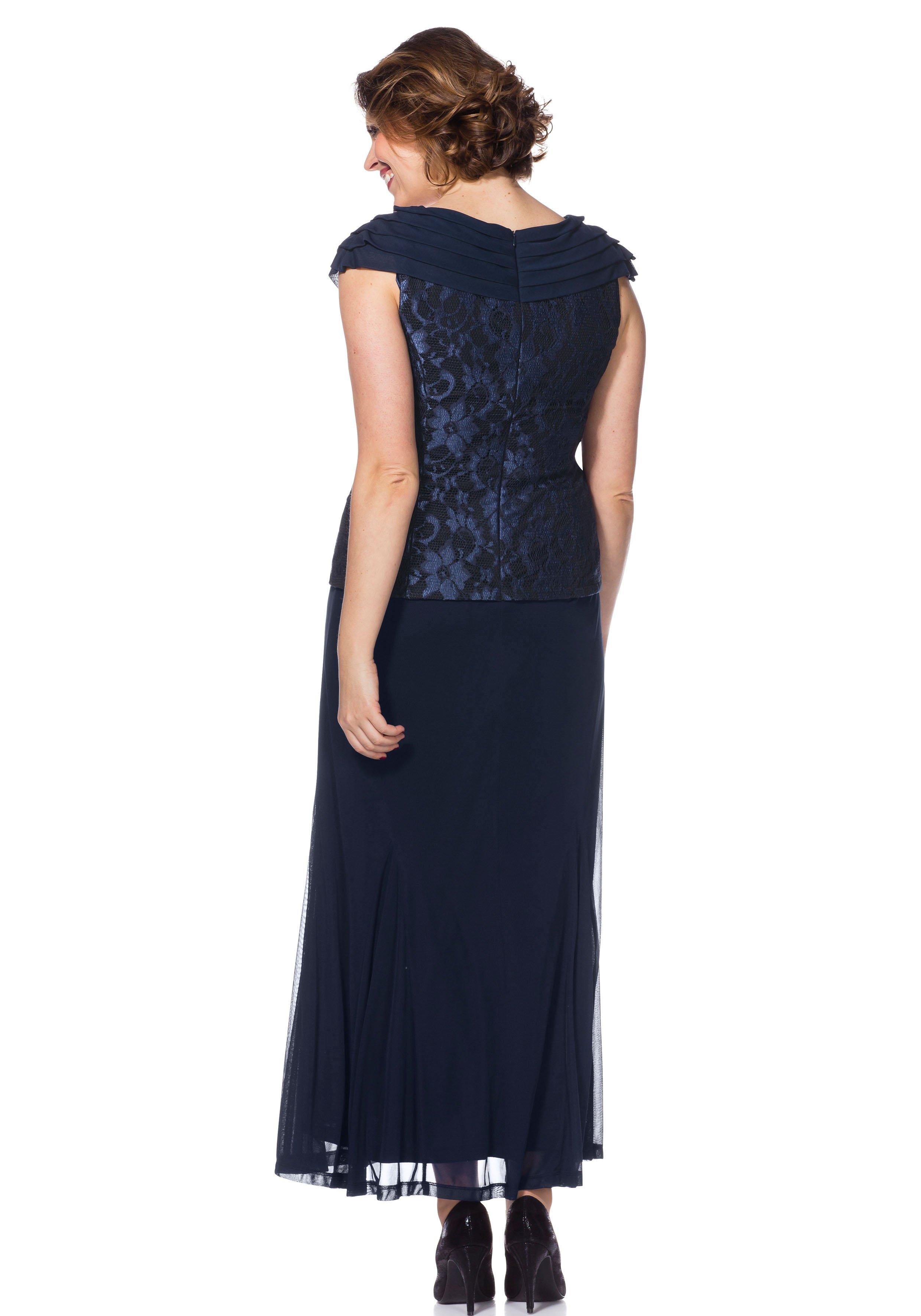 Abendkleid mit Godetfalten und Spitze