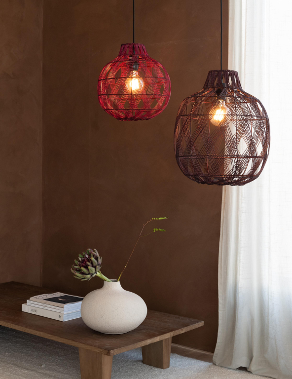 Good&Mojo Mendoza hanglamp Ø35 naturel/burgundy