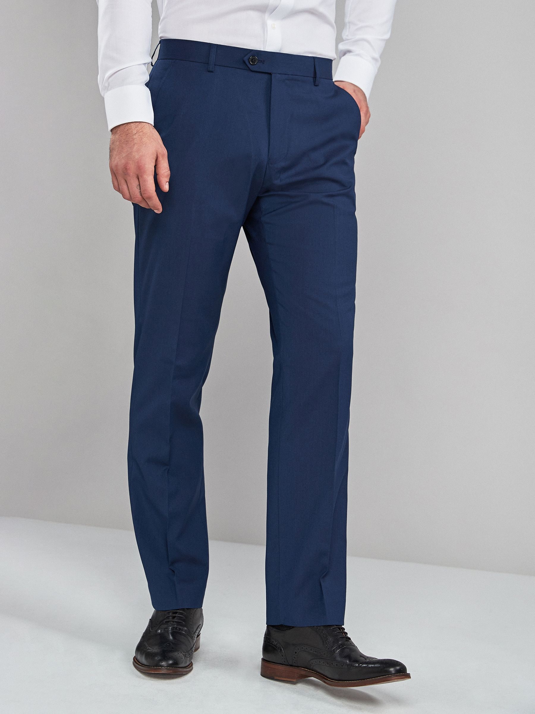 Helderblauw - Normale Pasvorm - Chique stretchy broek