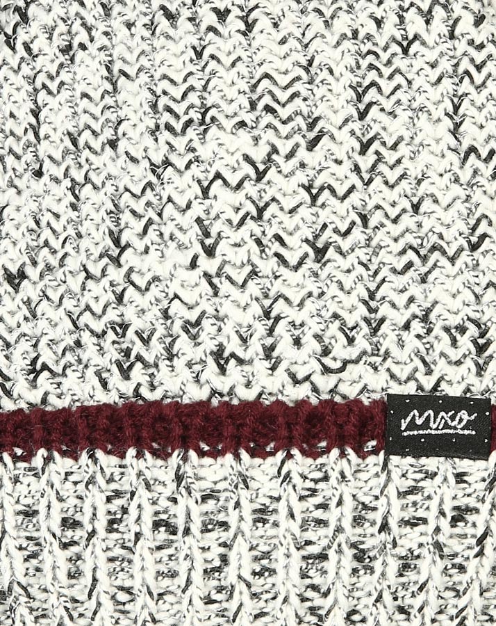 Strick-Mütze UNIKAT gefüttert mit Metallic-Garn in wollweiß/schwarz