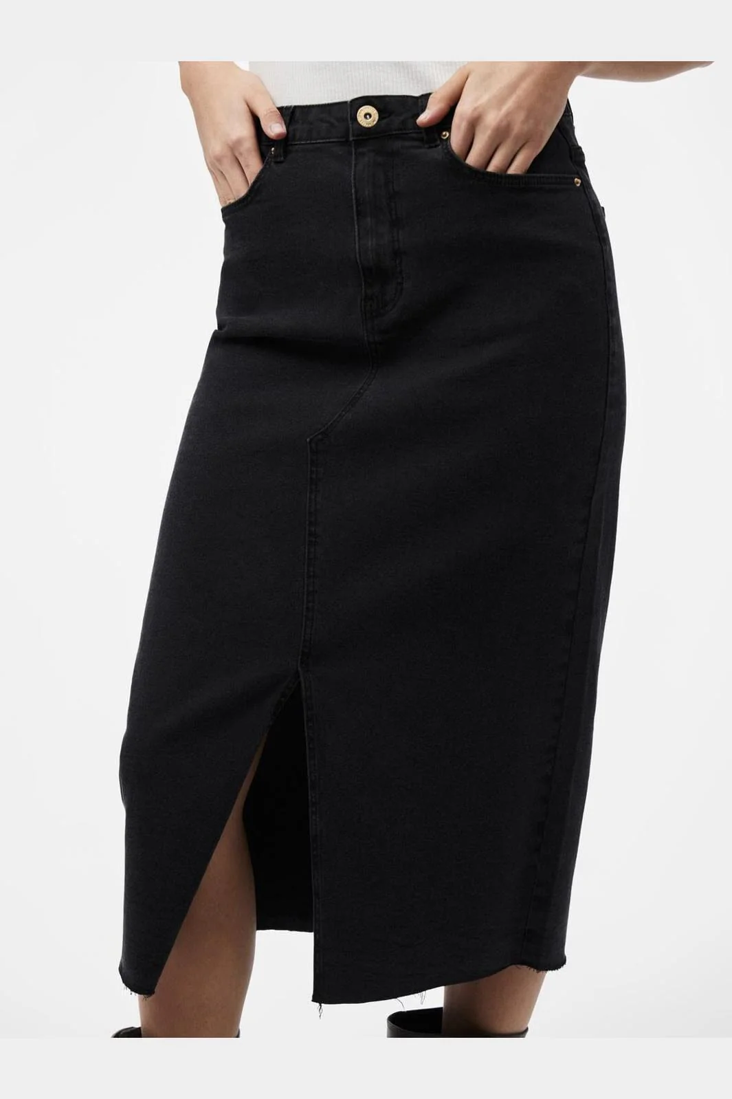 Pieces Pcjessie Denim Midi Skirt 4560724 black