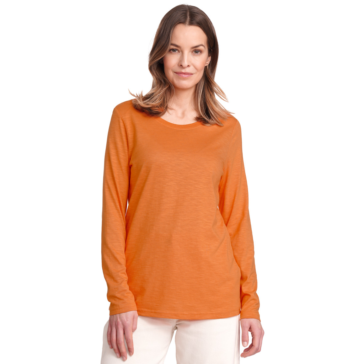 Gina Benotti Damen Langarmshirt unifarben orange