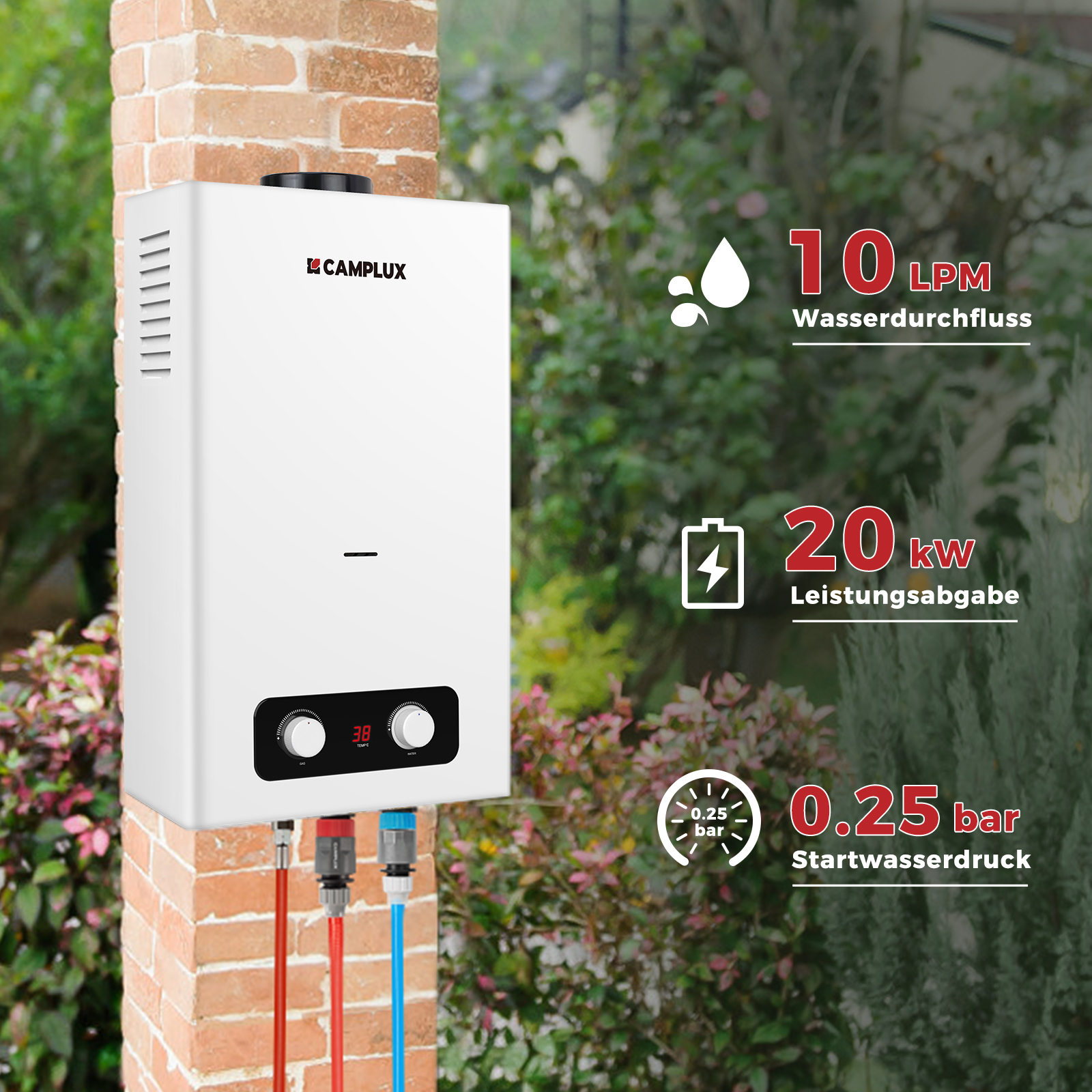 Camplux BD264 10 liter geiser - 50 mbar