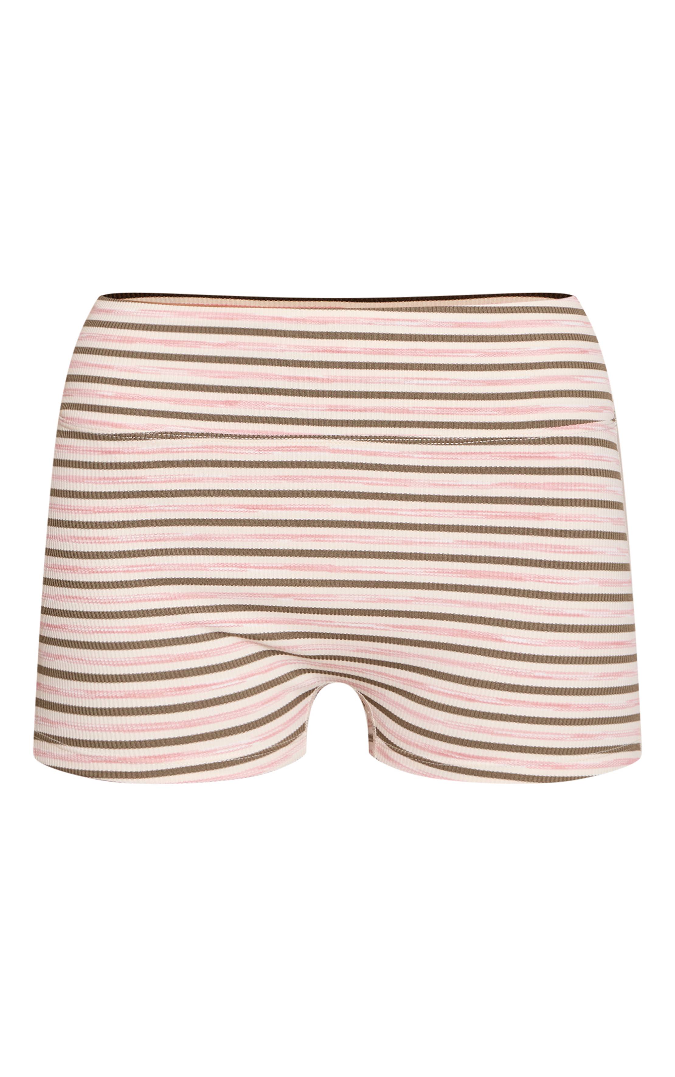 Kaki Short Moulant Côtelé Doux À Rayures