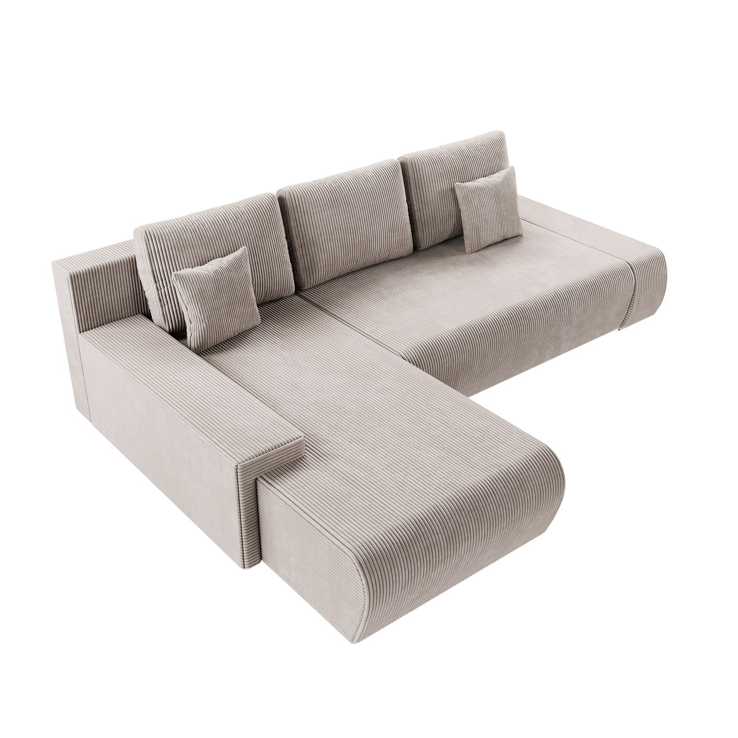 Juskys Sofa Iseo Links mit Schlaffunktion - Stoff Couch L Form für Wohnzimmer - Beige