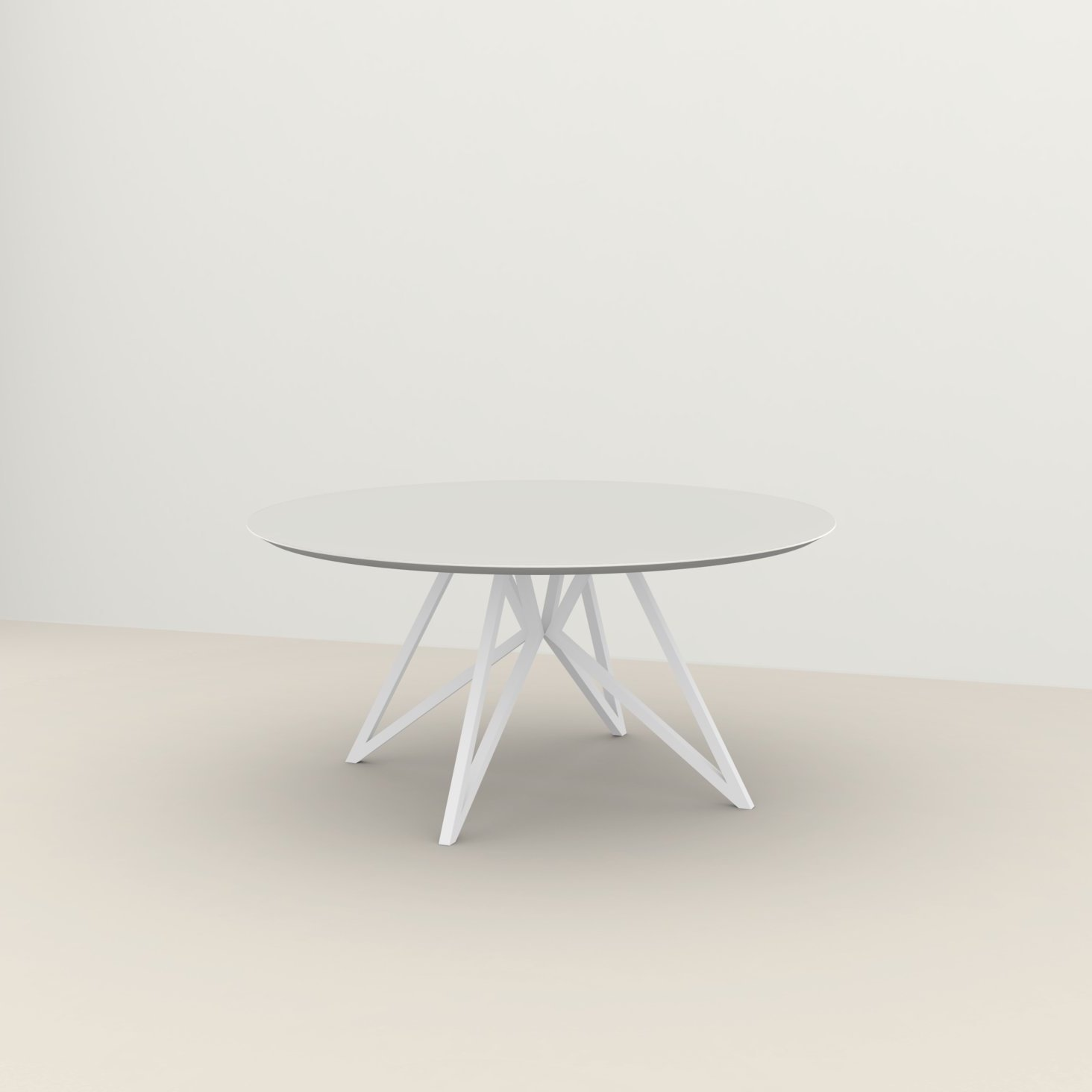 Studio HENK tafel Butterfly Rond QuadpodXL - zwart frame, HPL Fenix bianco kos ⌀160 | HPL Fenix Bianco Kos | Verjongde Rand | Frame Zwart