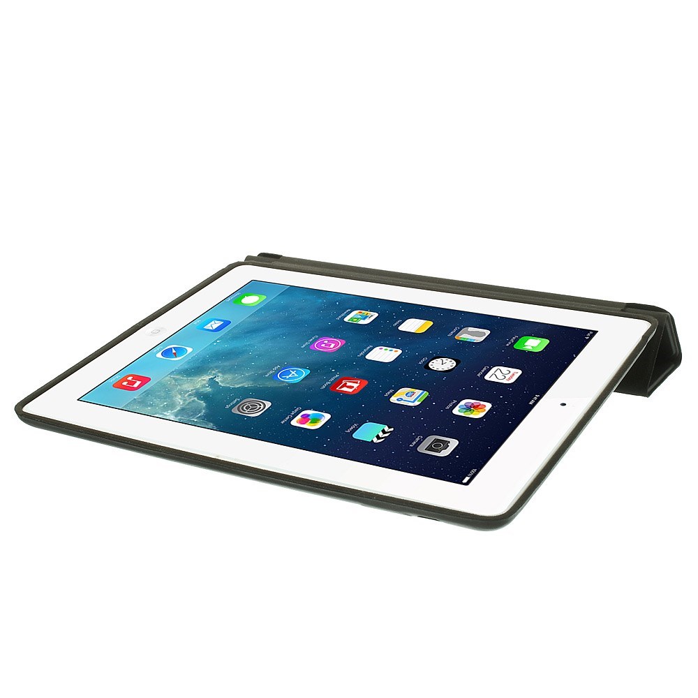 iPad 2 / 3 / 4 Leder Tasche Smart Case Hülle - Schwarz