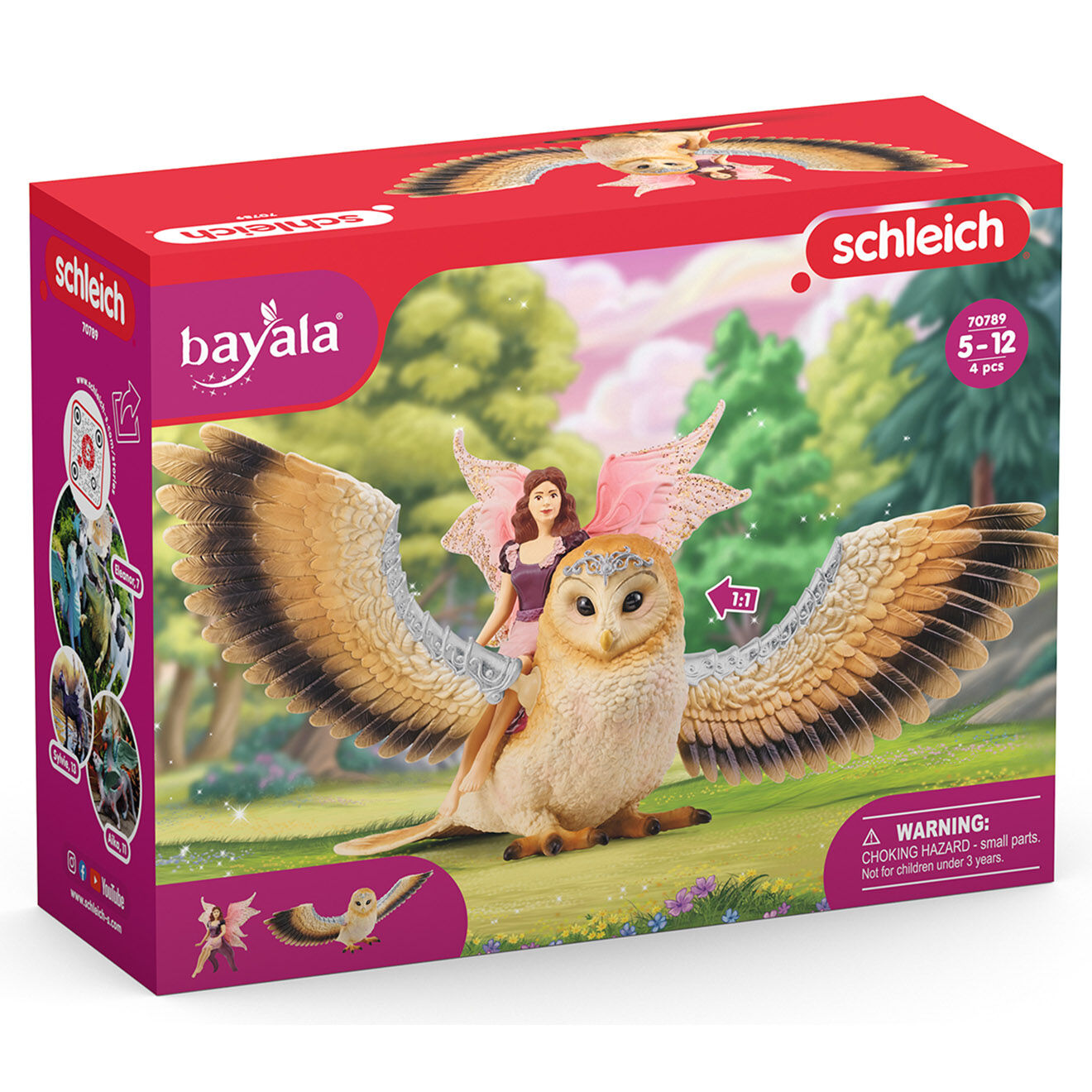 Schleich Elfe à dos de chouette scintillante multicolore