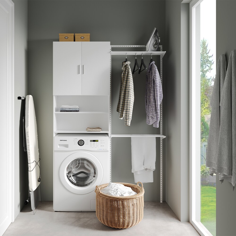 Vicco Waschmaschinenschrank Martha Weiß, 64 x 190 cm, Badregal, Hochschrank