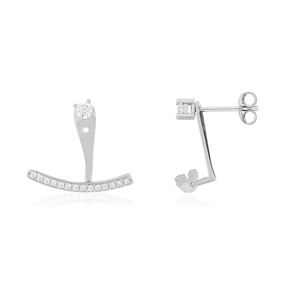 Boucles d'oreilles sous lobe argent 925 zirconias.