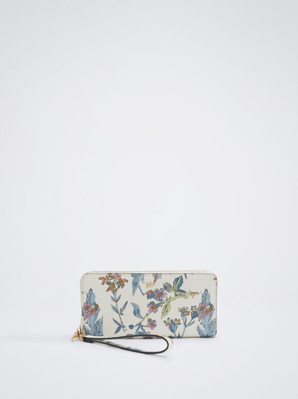 Carteira com estampa floral - Azul