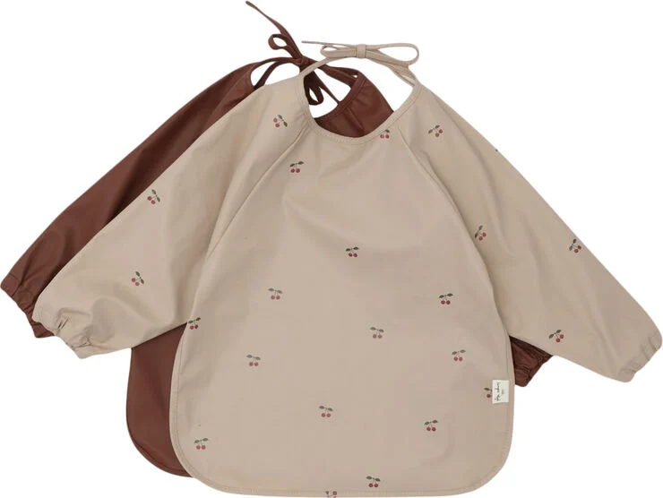 Konges Sløjd 2 PACK DINNER BIB LONG SLEEVE Cherry