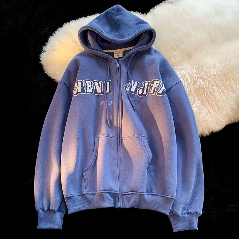 Dream Drop - Hoodie met geborduurde letters en rits