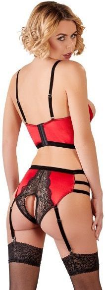 Kinky Set met Open BH - Rood / Zwart