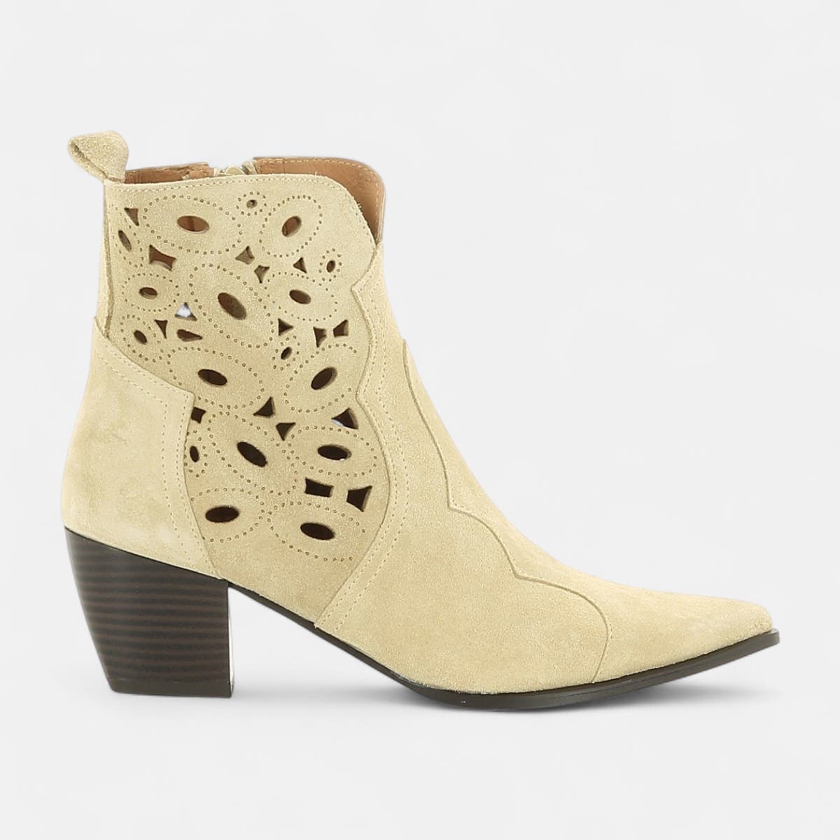 Santiags à talon Femme en cuir beige