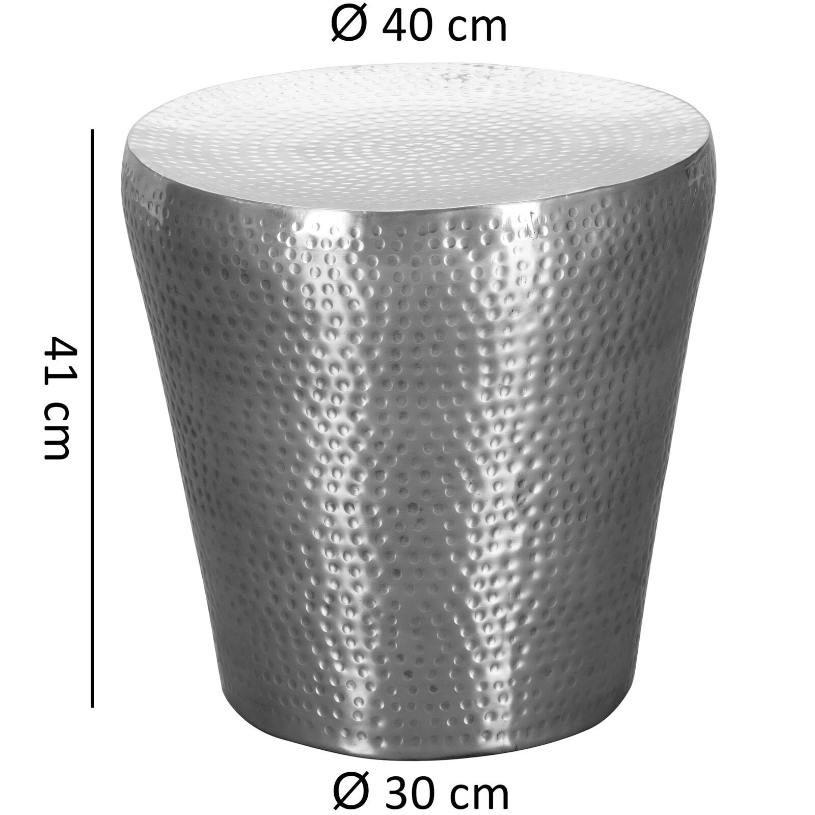 Beistelltisch rund 40 cm Silberfarbig