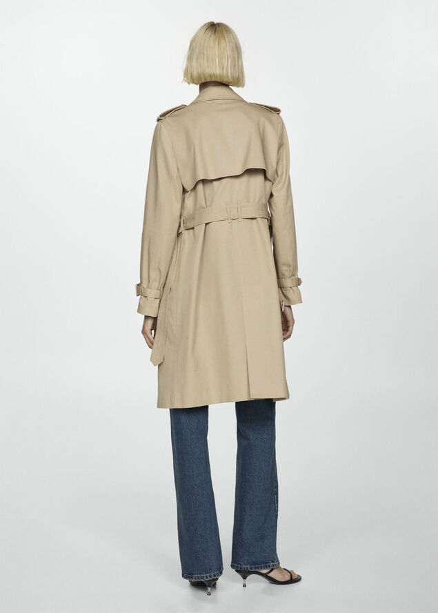 MANGO Classic trench coat with belt Light beige