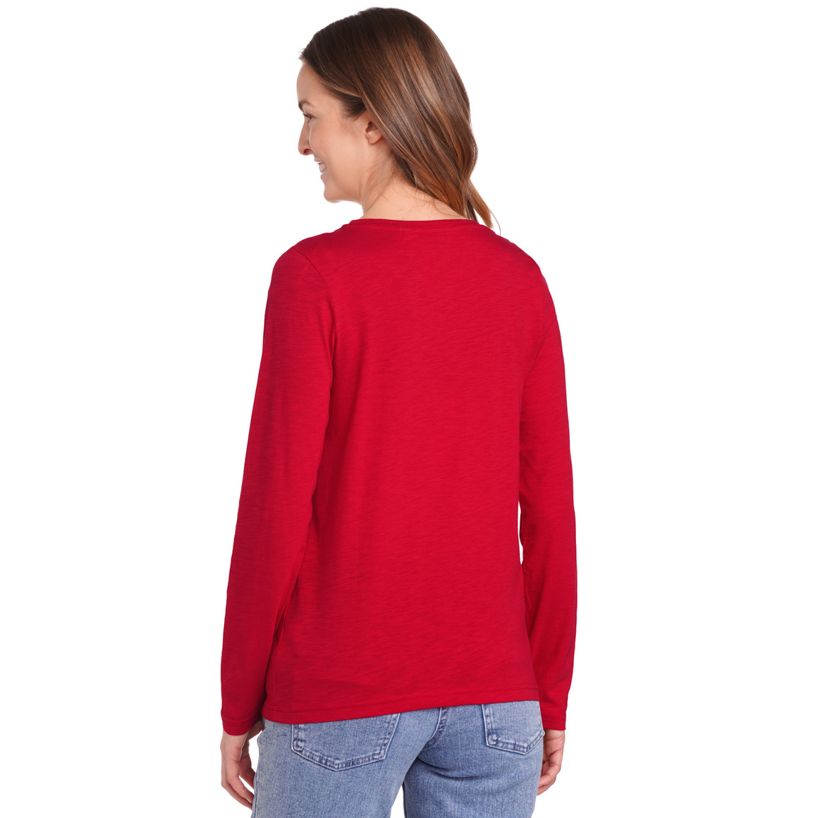 Gina Benotti Damen Langarmshirt unifarben rot