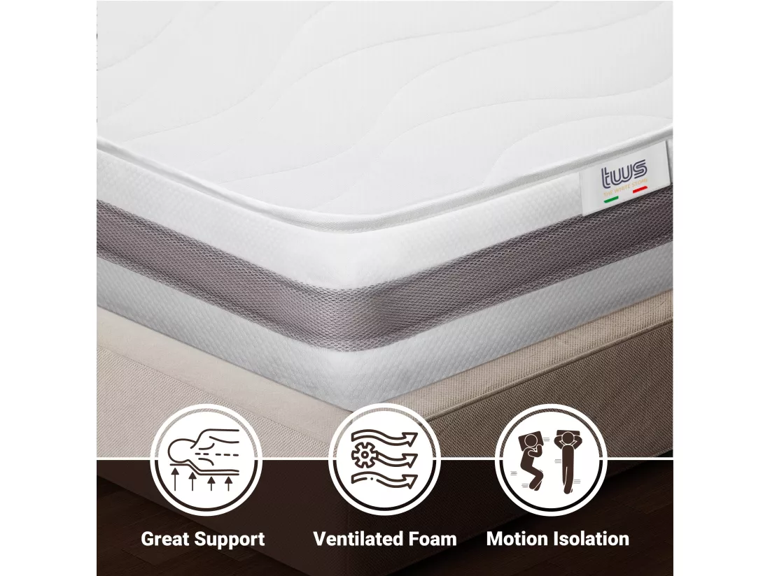 Matelas Double King Size 180x200 à mémoire orthopédique | Hauteur 25 cm | Made in Italy