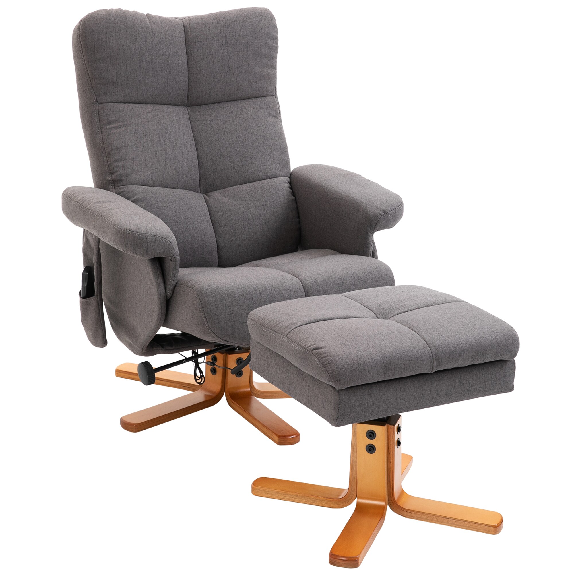 HOMCOM Massagestuhl mit Fußhocker und Stauraum B80 x T86 x H99 cm, B80 x T118 x H83 cm
