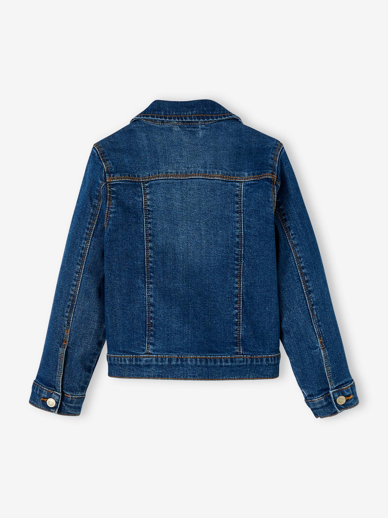 Jaqueta jeans personalizável para meninas, cor pedra
