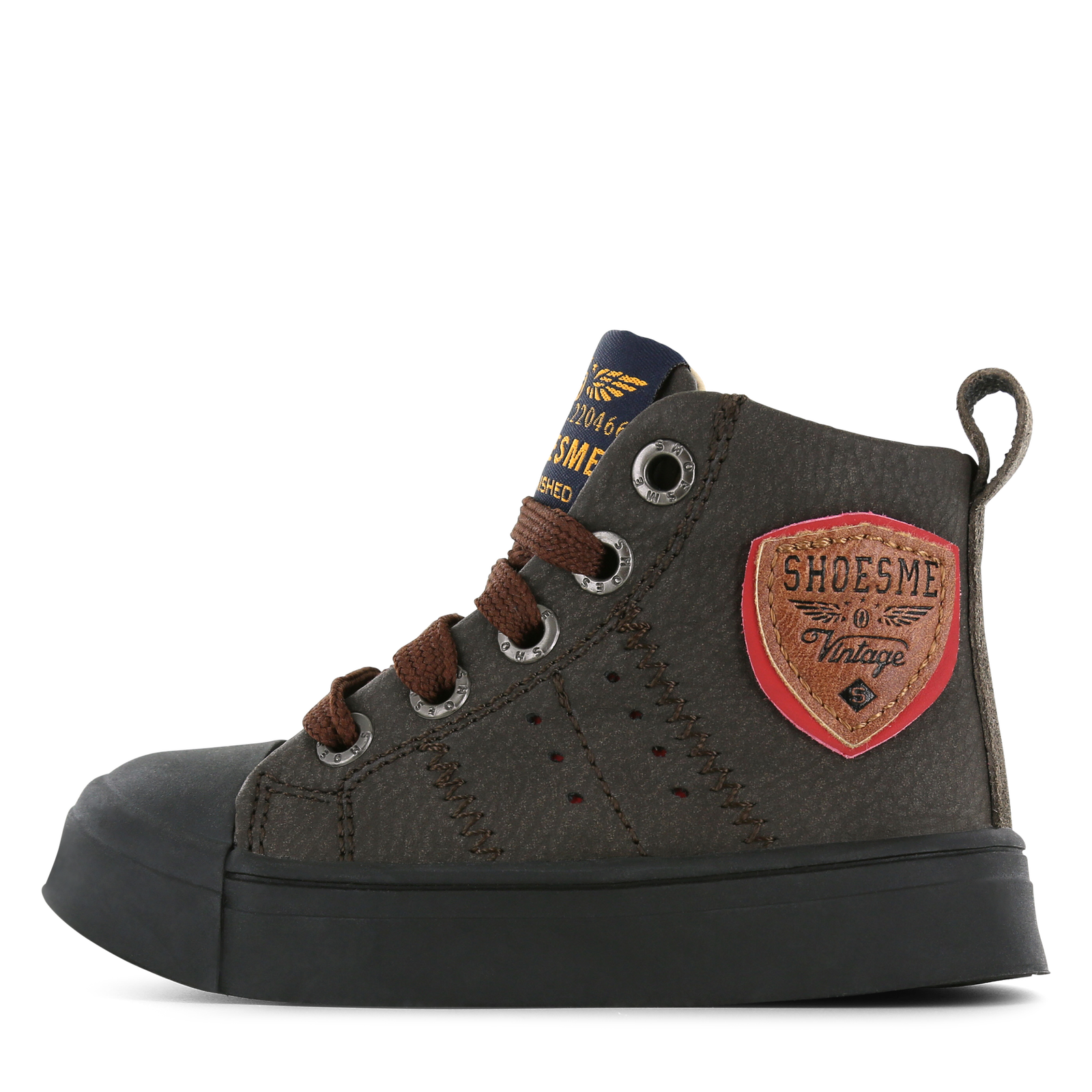 Shoesme donkerbruine veterboot met patch Microleer | Sale