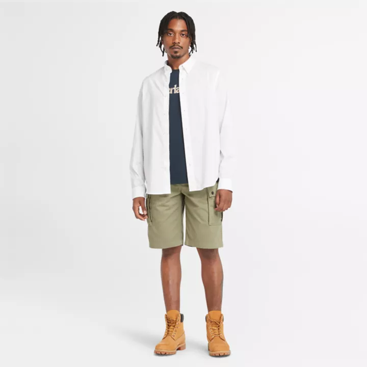 Short cargo en sergé pour homme en vert