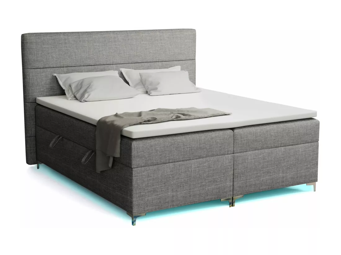 Lit boxspring avec surmatelas Verdalen LED, 180x200 cm, Lux 06 (Gris)