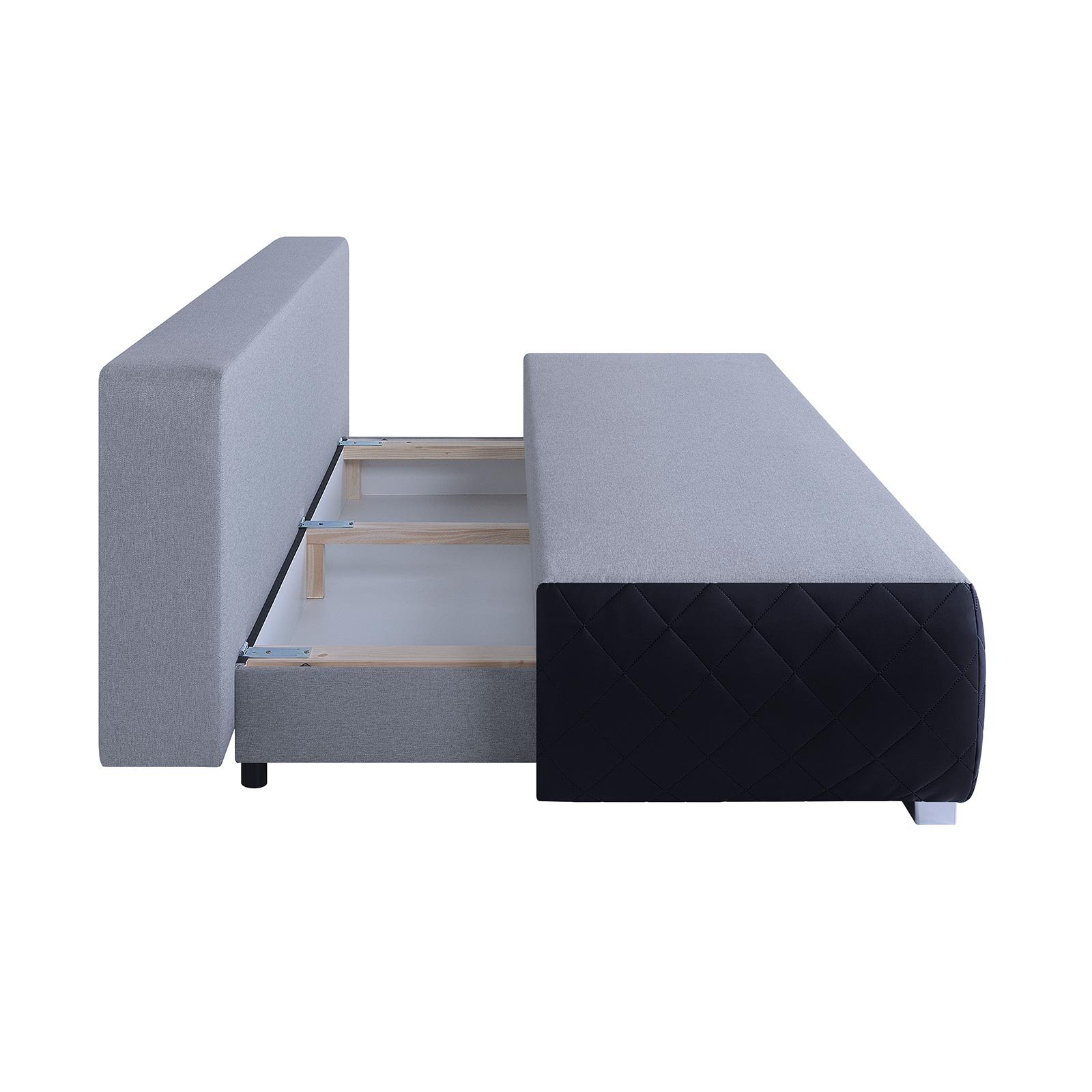 Boxspringsofa - schwarz-silber - Karosteppung - Dauerschläfer