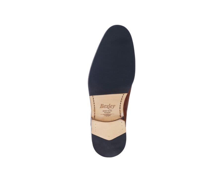 Richelieu homme Cognac Patiné semelle cuir - GRAKLEY