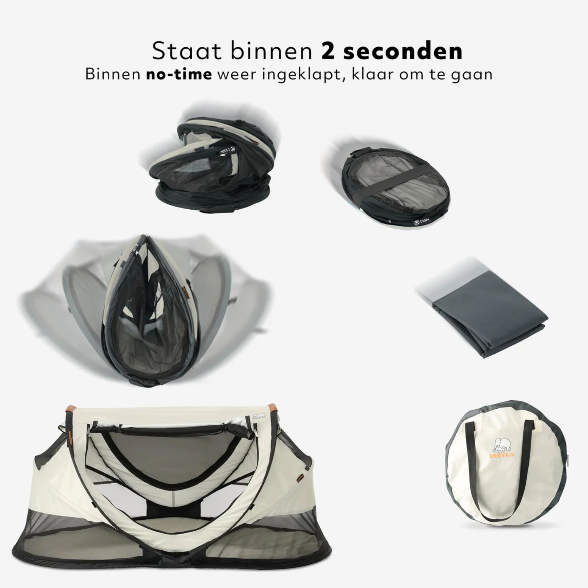 Deryan Peuter Luxe bedje met matras en leren handvatten - Ivory