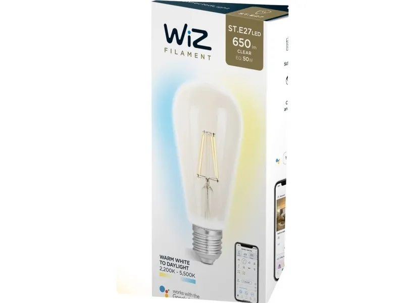 WiZ Wiz G2 Tw  Dimming St64 E27 Clear Glass Bulb 12w White Filament Clear