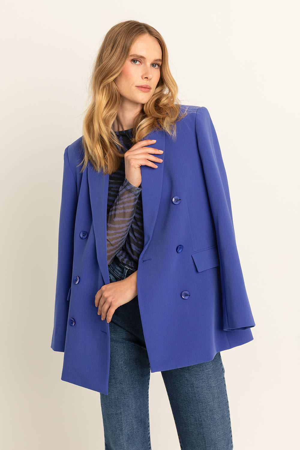 Expresso rechtvallende blazer blauw