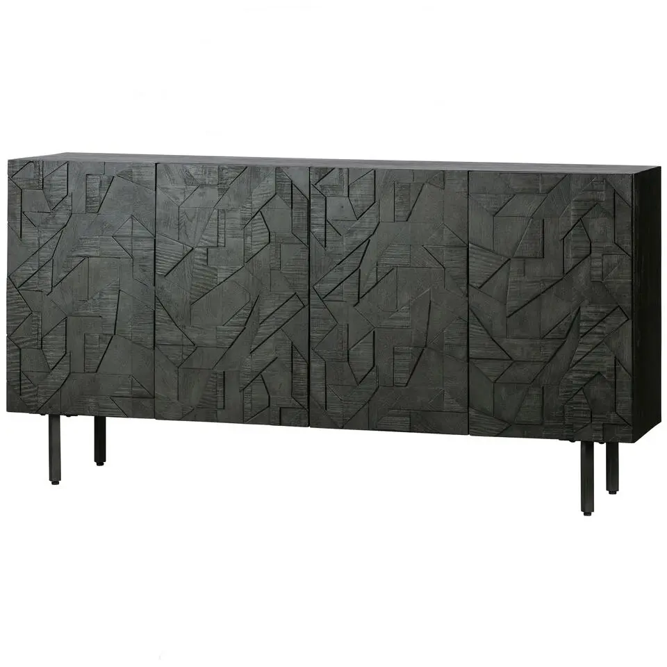 WOOOD Counter Dressoir - Hout - Zwart - 83x160x40