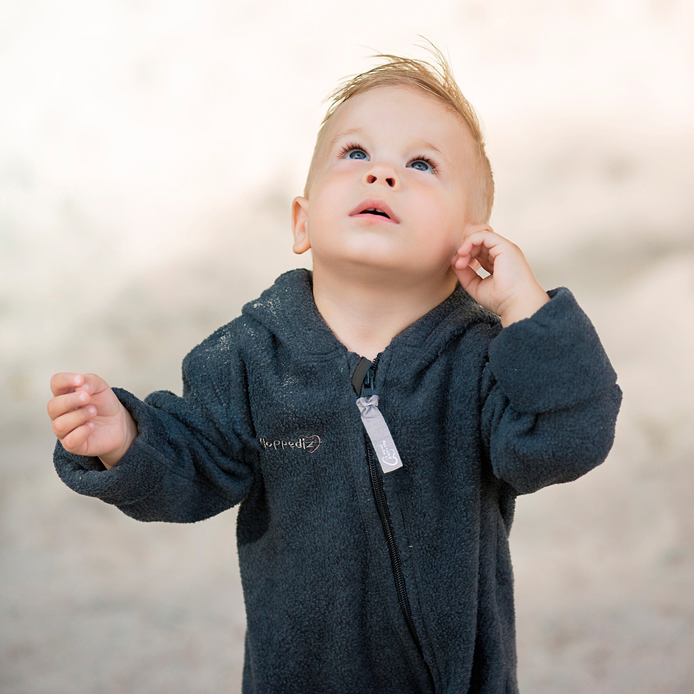 HOPPEDIZ® Overall Fleece-Overall mit Umschlagbündchen anthrazit