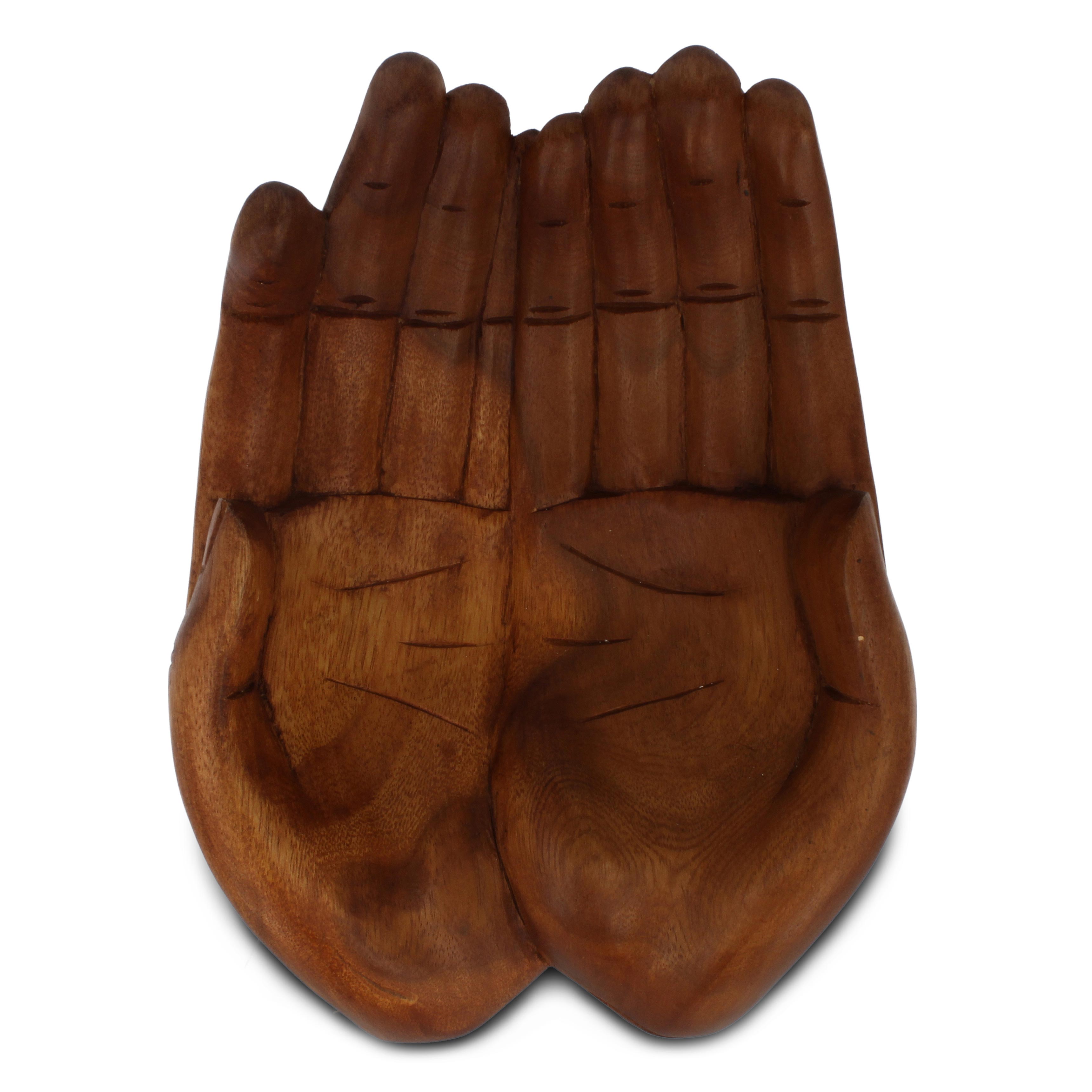Holzschale 'Hände', handgeschnitzt, B 30 cm, L 22 cm, H 11 cm von fischer's lagerhaus