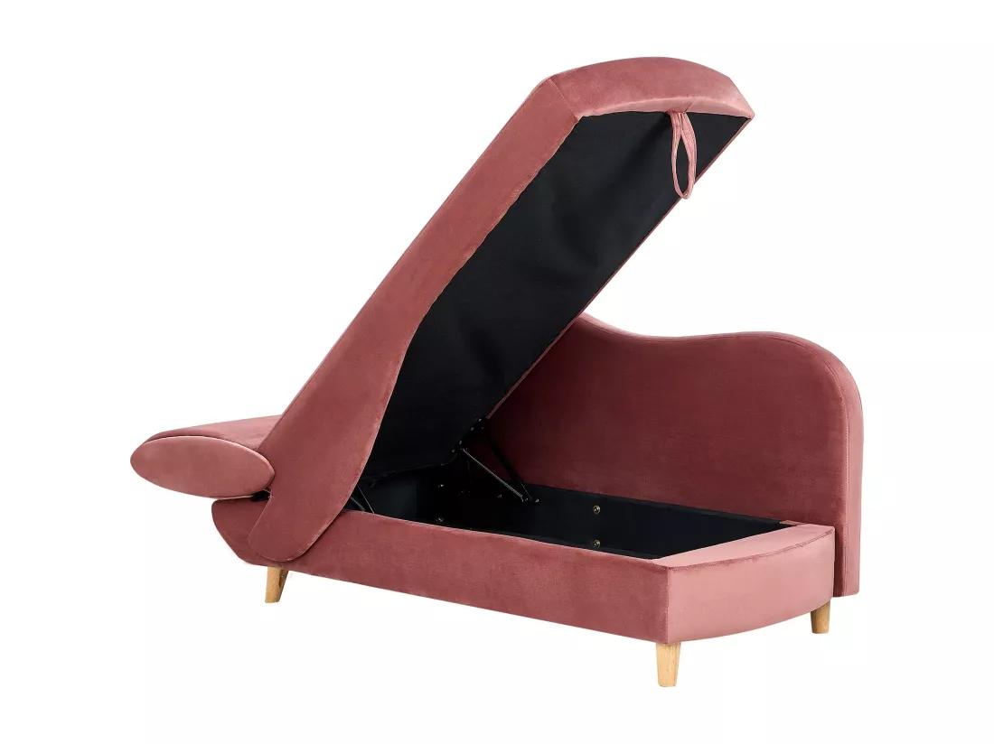 Chaise longue côté droite en velours rose MERI II