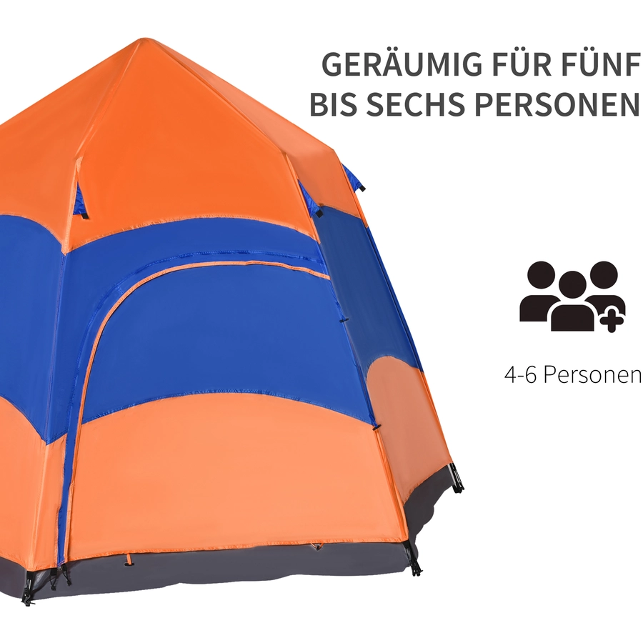 Outsunny Doppelwandzelt für 5–6 Personen orange, blau