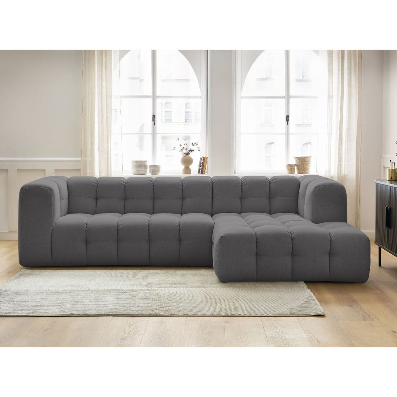 Bobochic Canapé d'angle droit cloud gris foncé - 288x184x75 cm