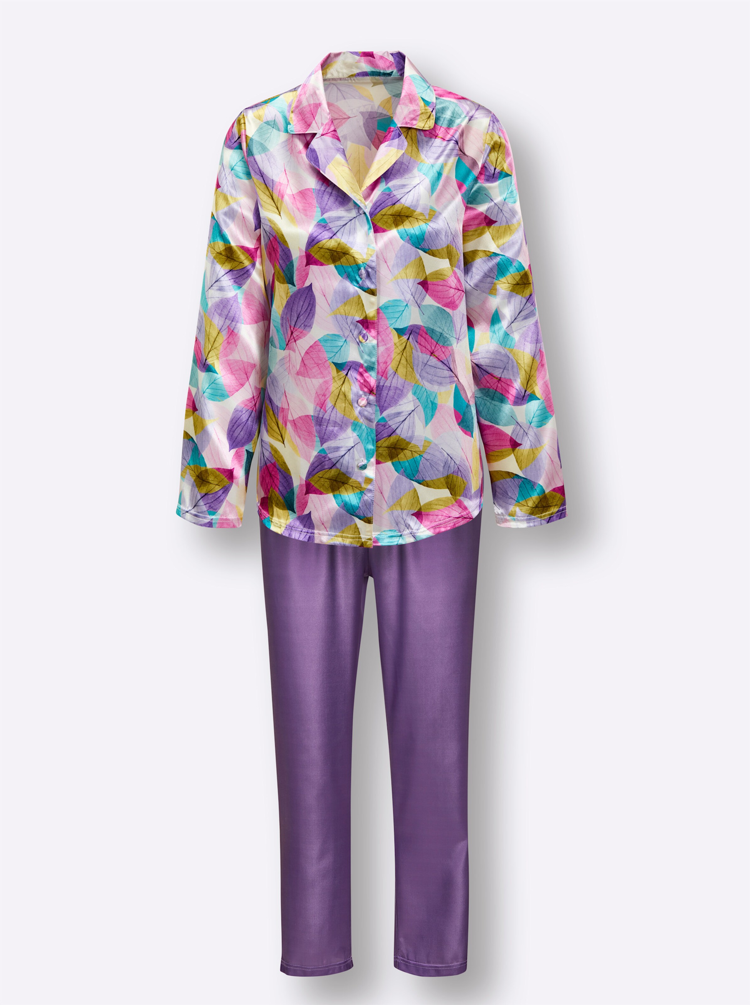 wäschepur Pyjama in violett-rosé-bedruckt