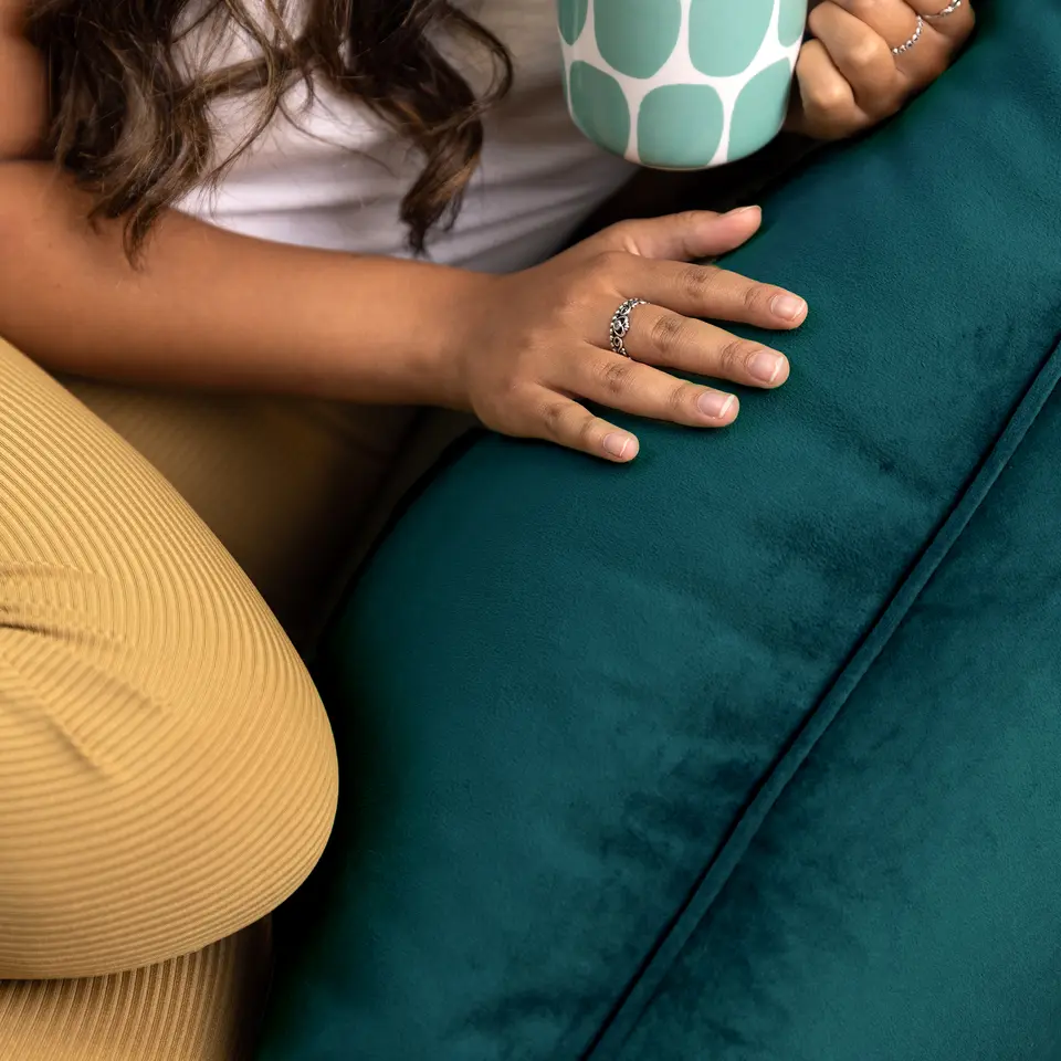 icon Zitzack Natalia - Fluwelen Zitzakfauteuil - Blauwgroen