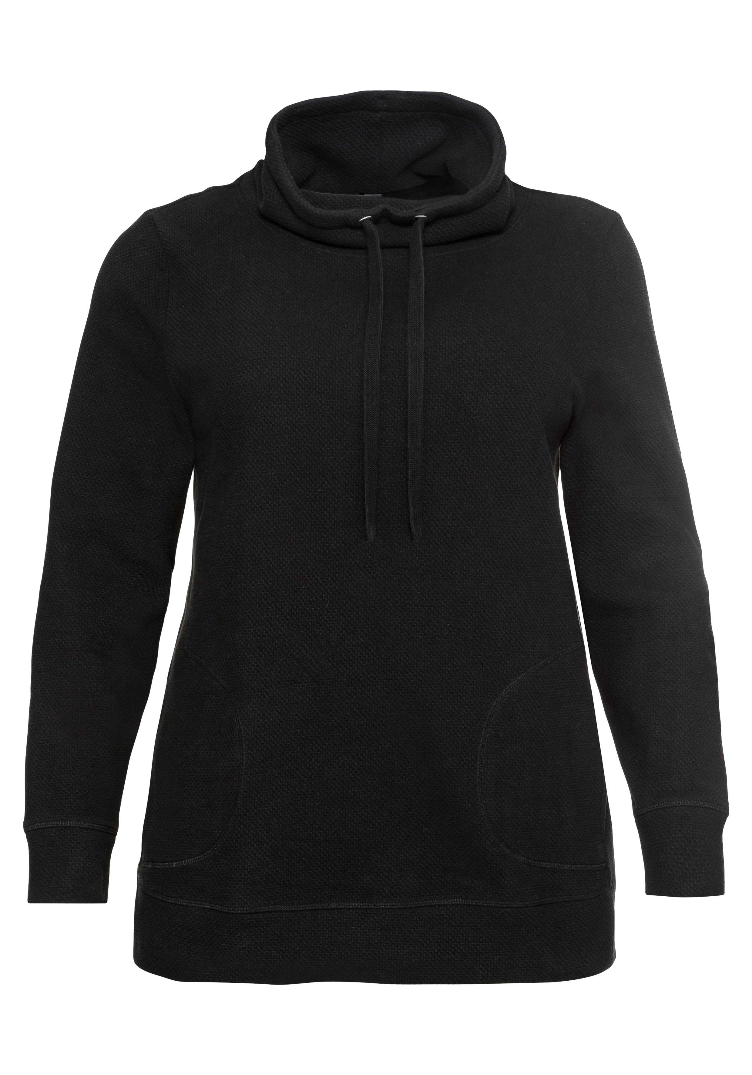 Sweatshirt mit Stehkragen, in Waffelpiqué-Optik