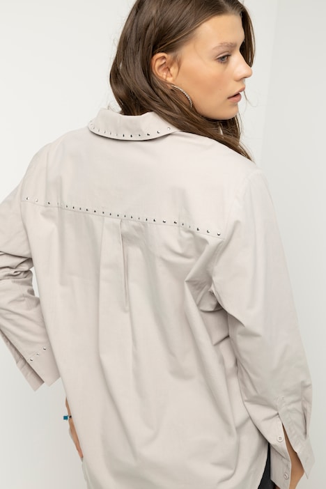 Hemdbluse, Loose Fit, Zier-Nieten, Langarm