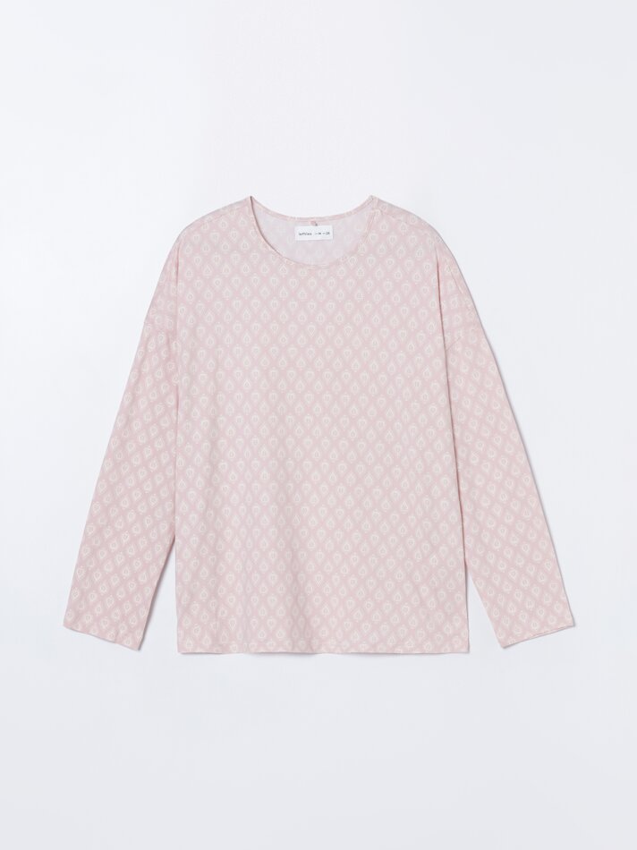 Conjunto de pijama comprido estampado - Rosa