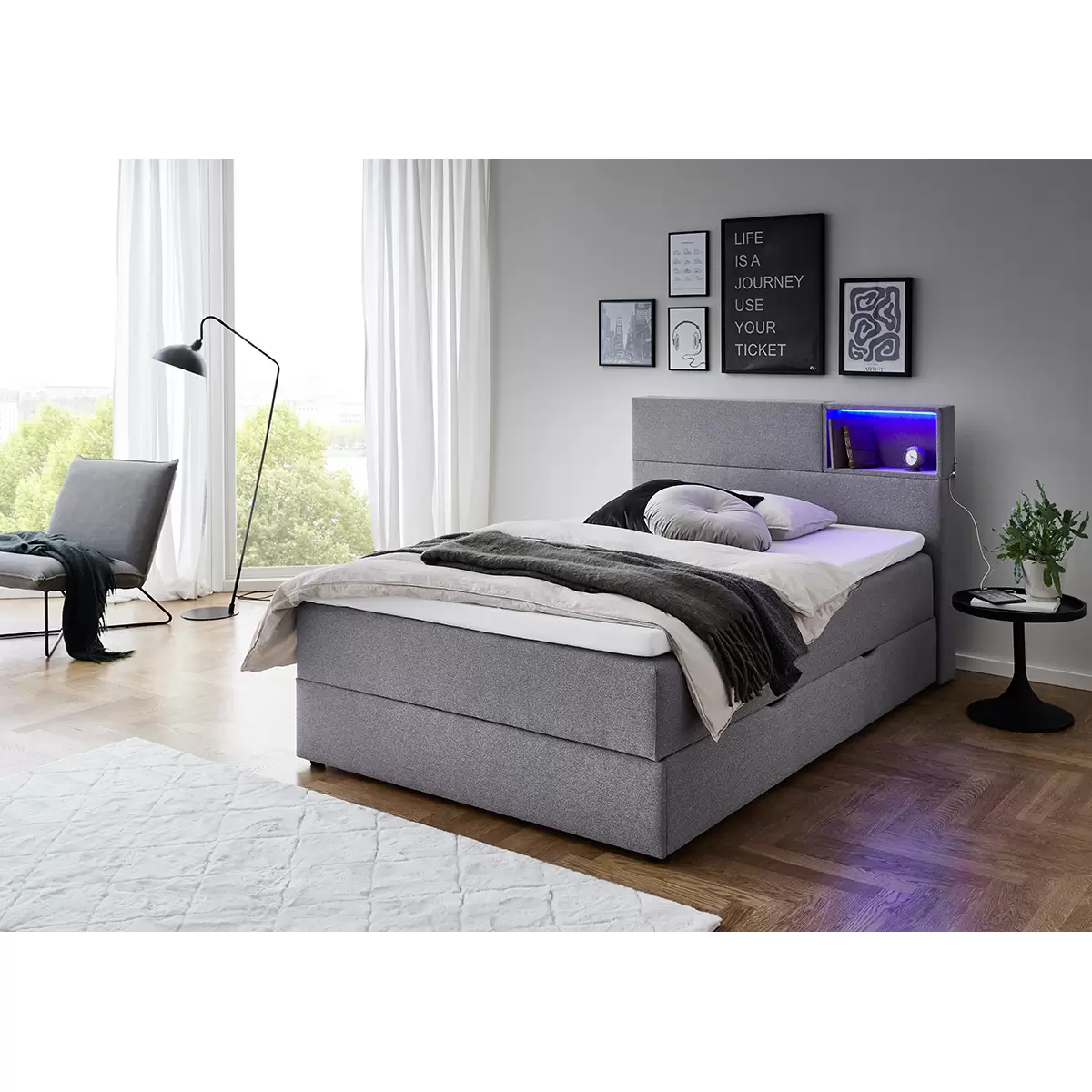 Boxspringbett Caja 120x200 Hellgrau