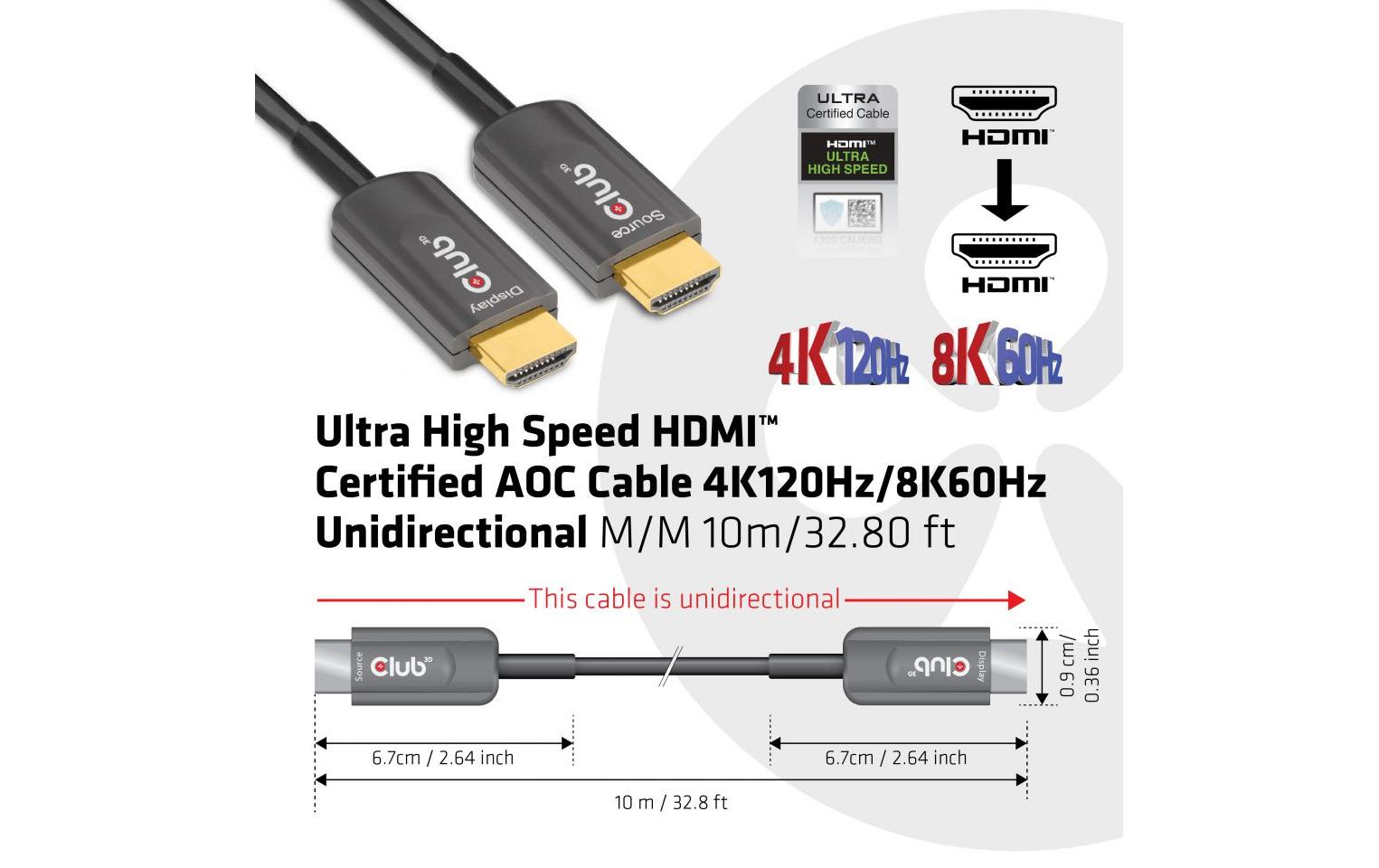 Optisches Kabel CAC-1376 4K120Hz/8K 60Hz HDMI - HDMI, 10 m<br>Aktives optisches Ultra-High-Speed HDMI-Kabel mit 10 Metern Länge