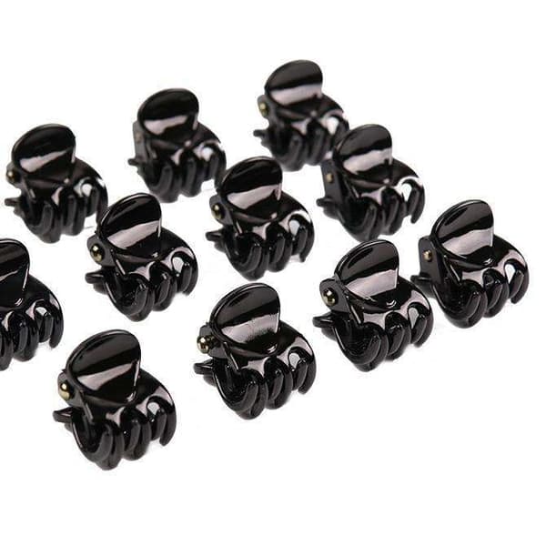 12 stk Små svarte hårspenner 15x10mm -